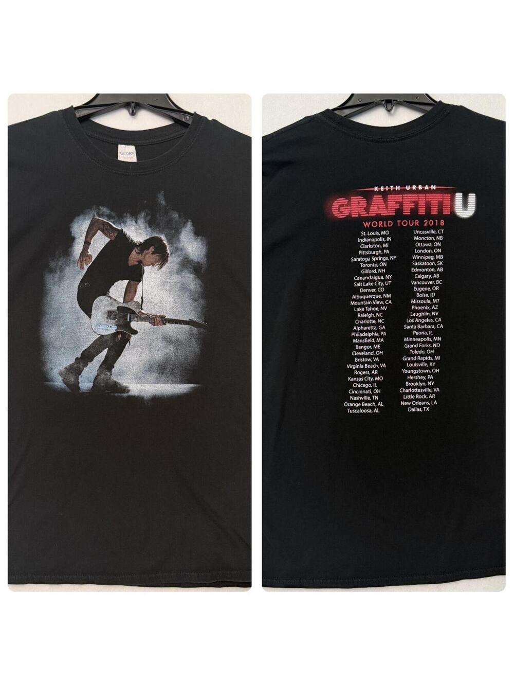 Keith Urban Graffiti U 2018 World Tour T-Shirt Size LARGE Front & Back Black
